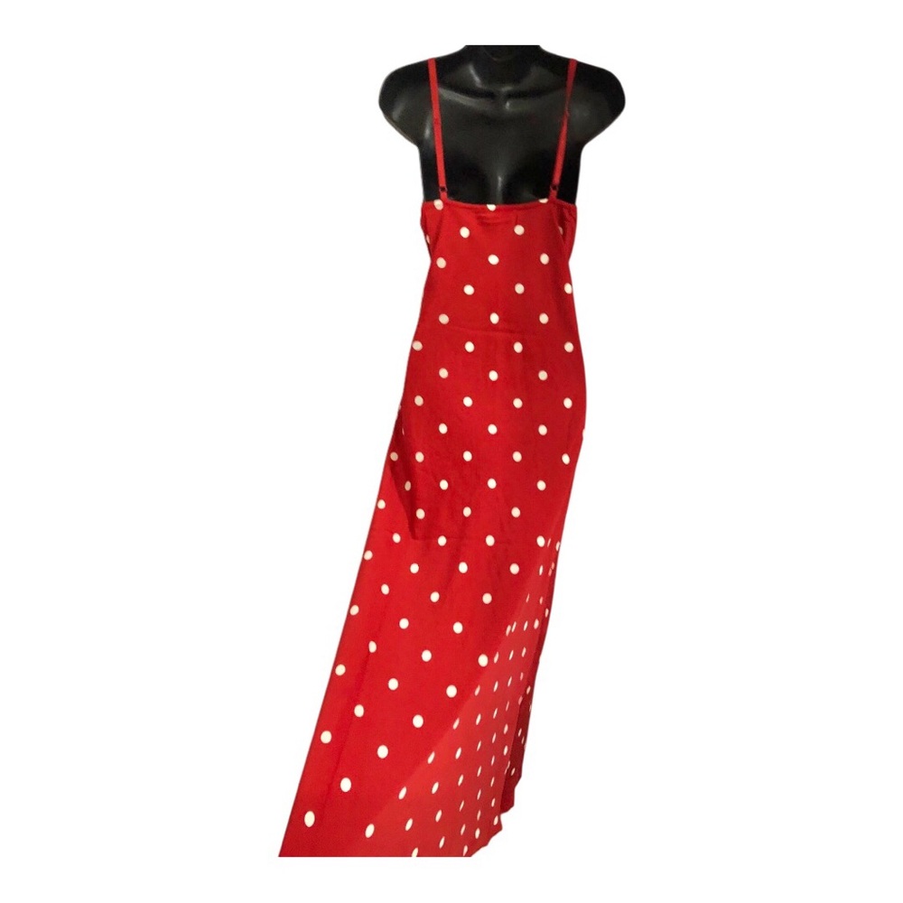 Jessica Simpson red white polka dot lace bra cowl neck maxi dress size medium - Picture 15 of 16